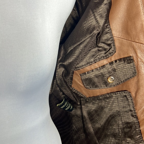 Cole Haan Brown Leather Jacket Sz 12 - Picture 9 of 12